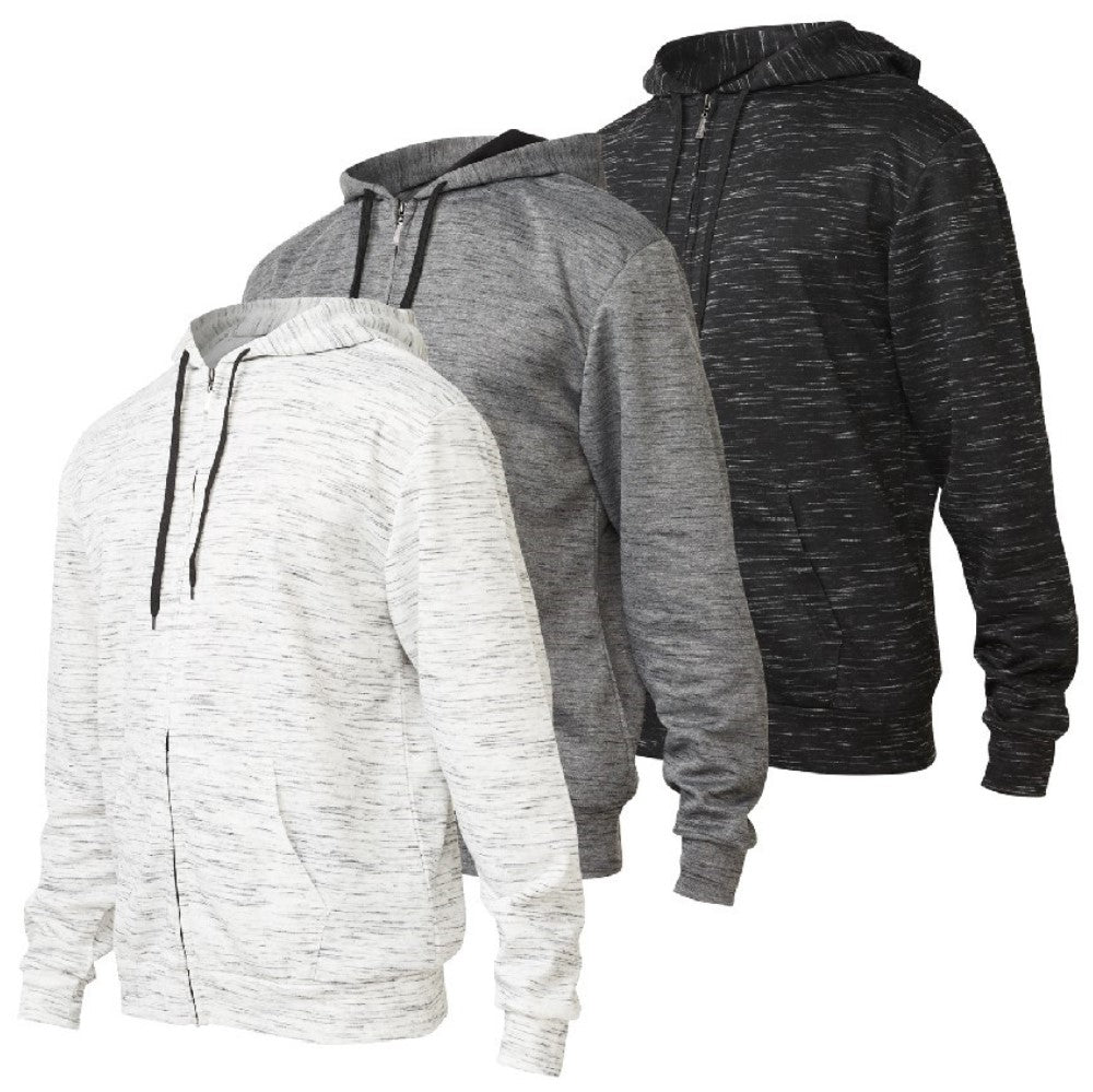 Men's Full Zip Lightweight Hoodie, 3 Pack