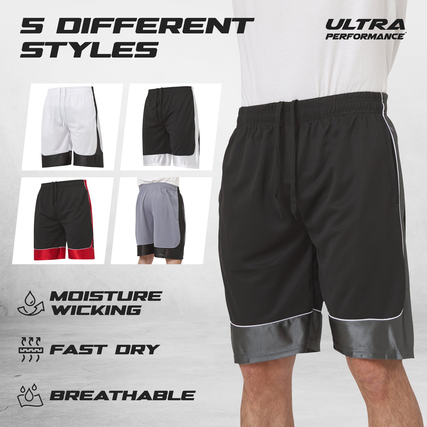 Men's Mesh Basketball Shorts, 5 Pack