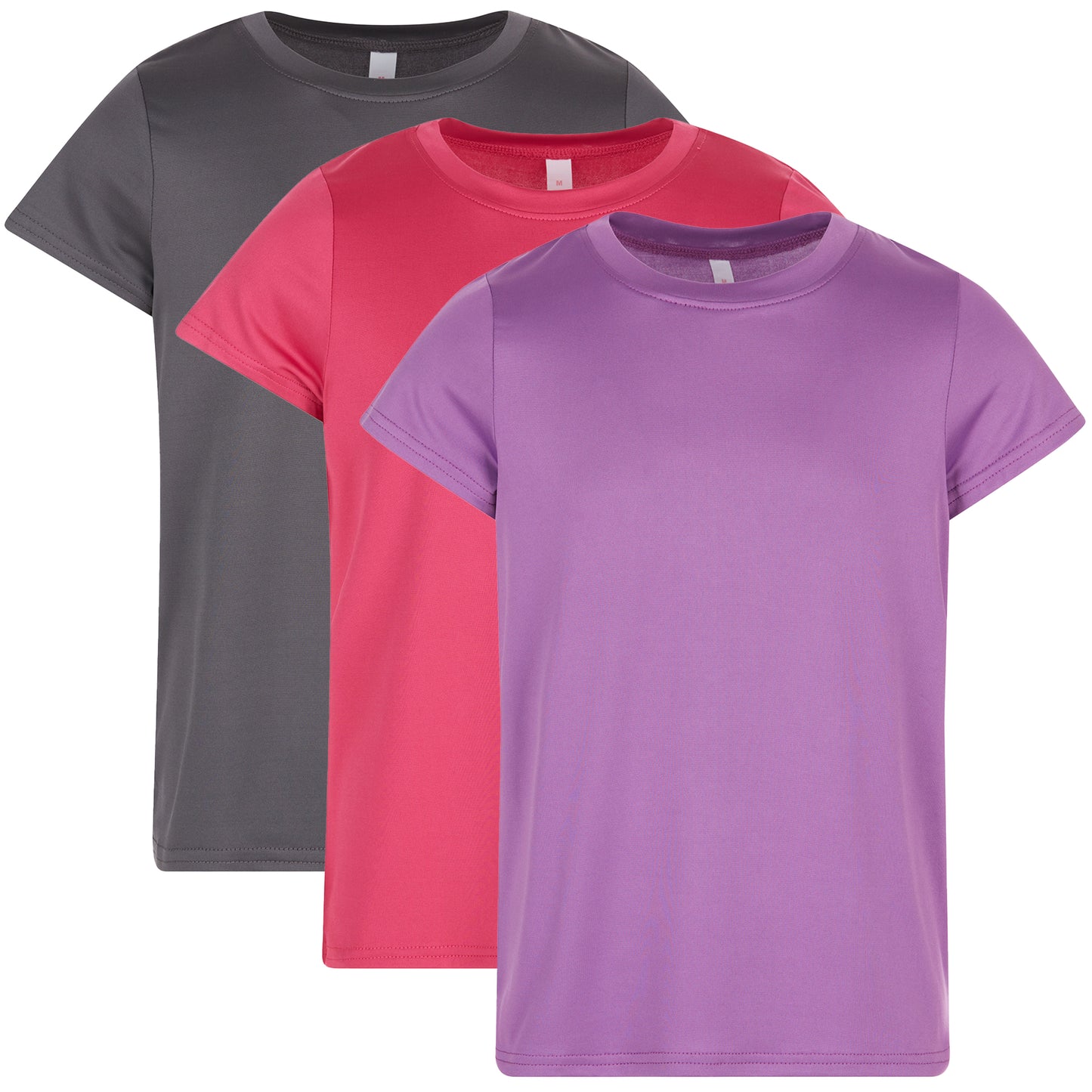 Girl's Crew Neck Tee, 3 Pack