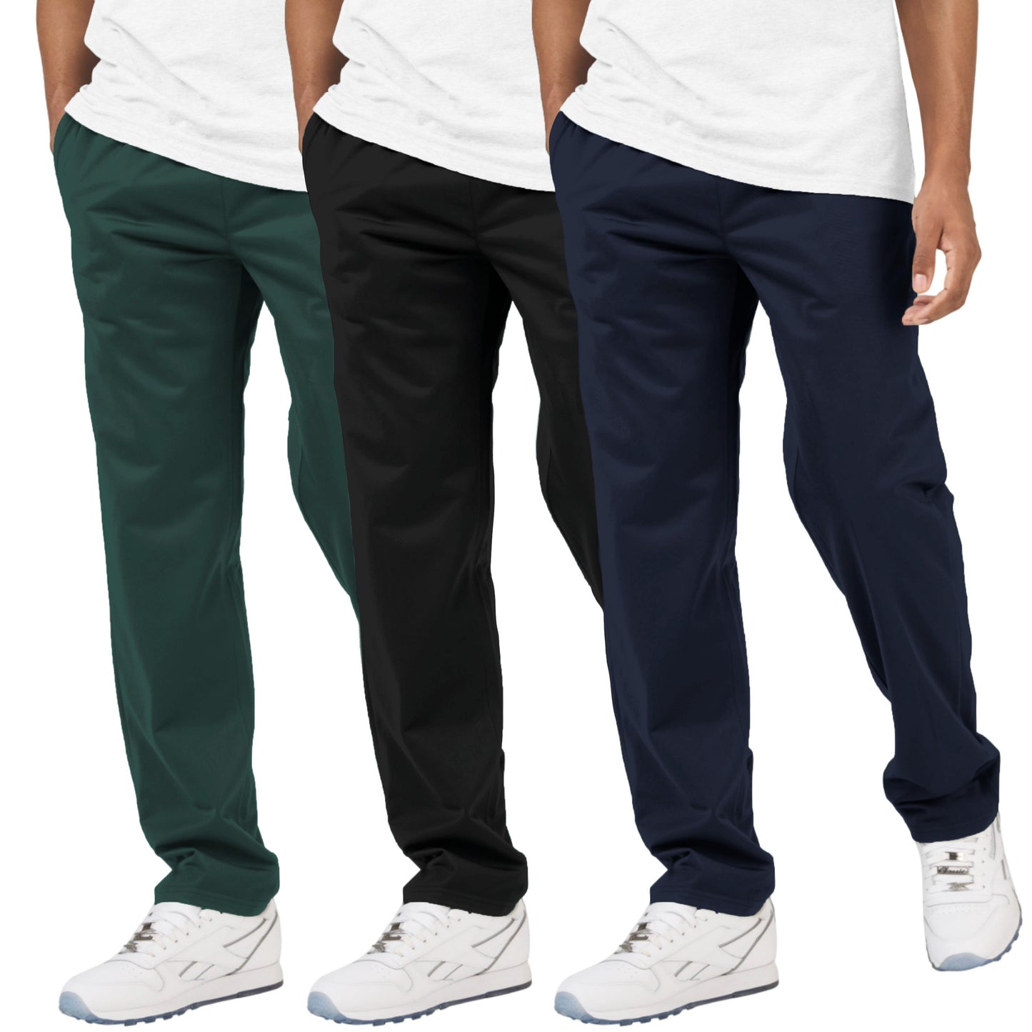 Men's Open Bottom Tricot Sweatpants, 3 Pack