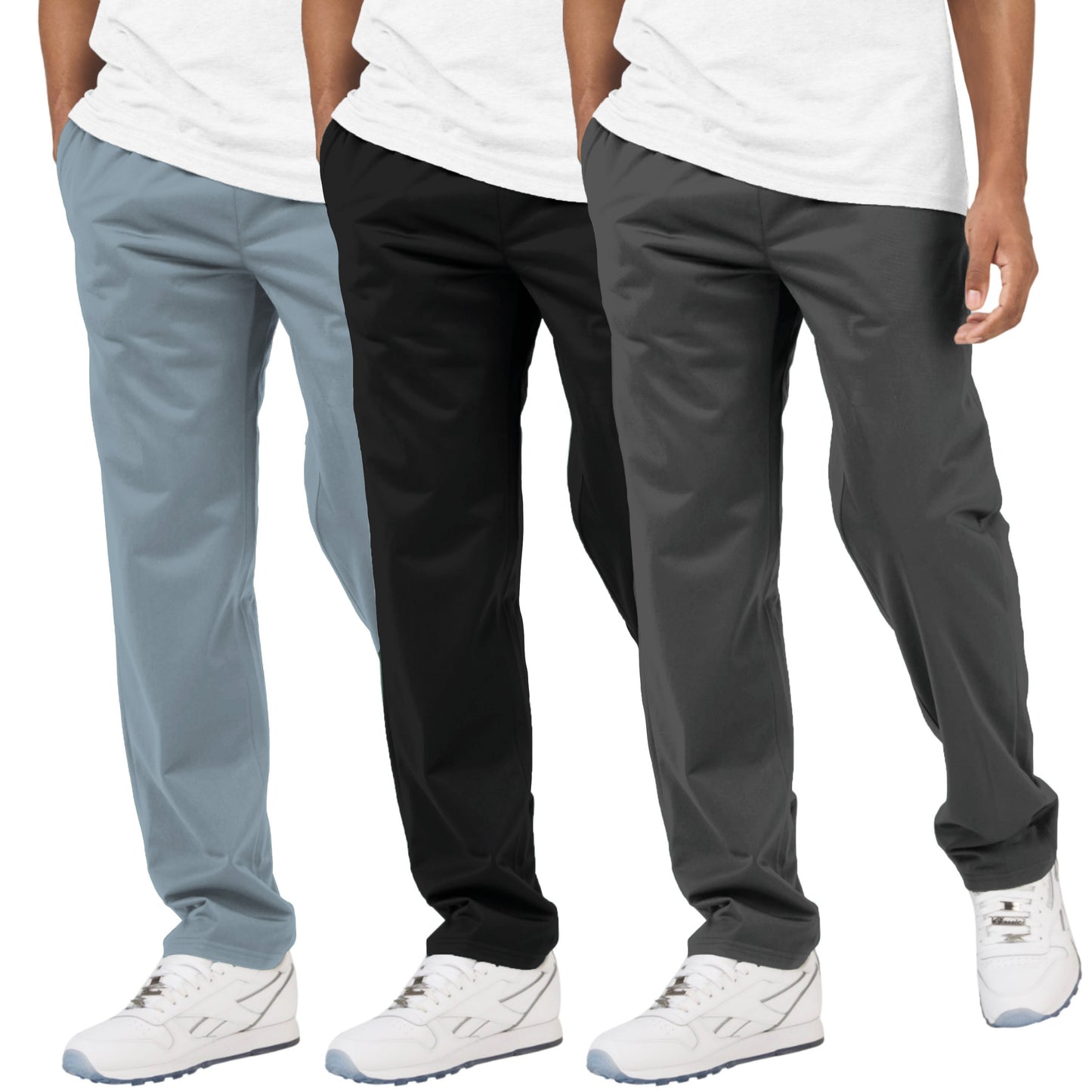 Men's Open Bottom Tricot Sweatpants, 3 Pack