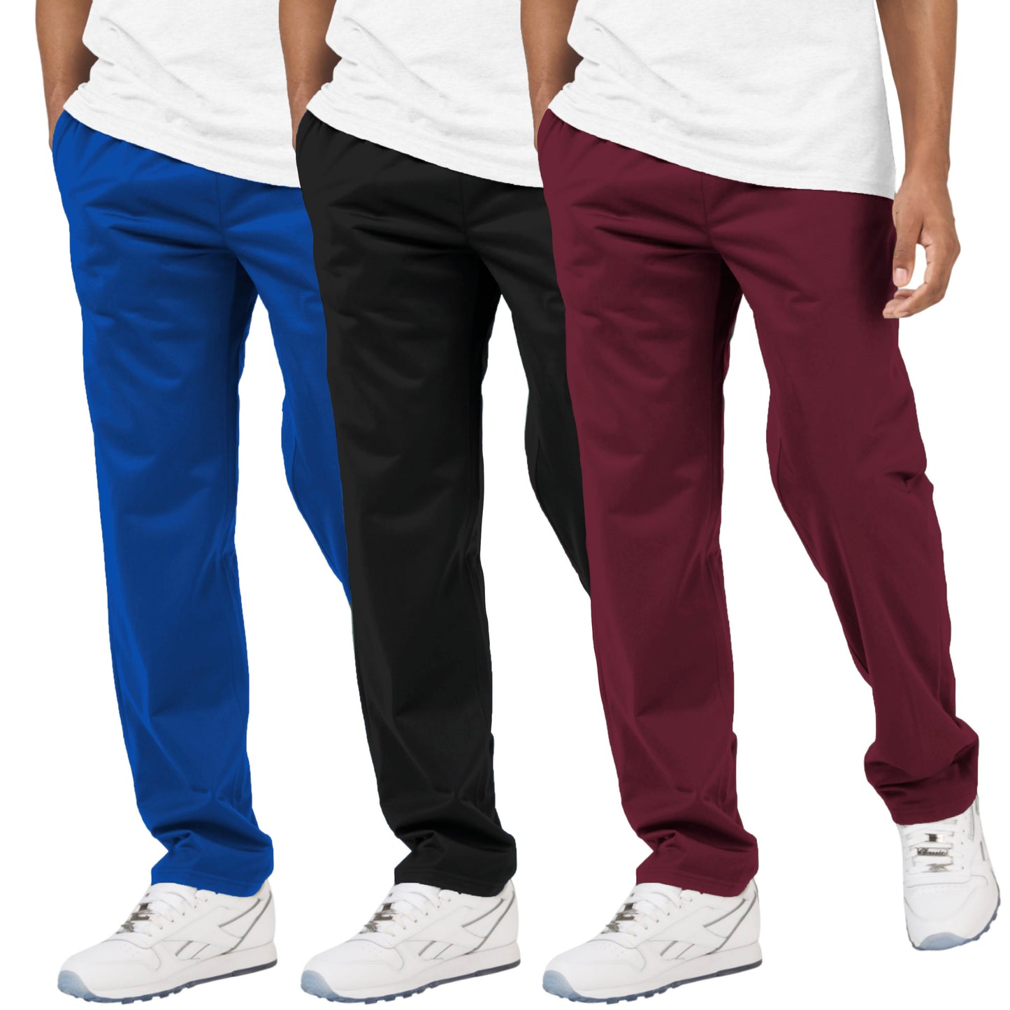 Men's Open Bottom Tricot Sweatpants, 3 Pack