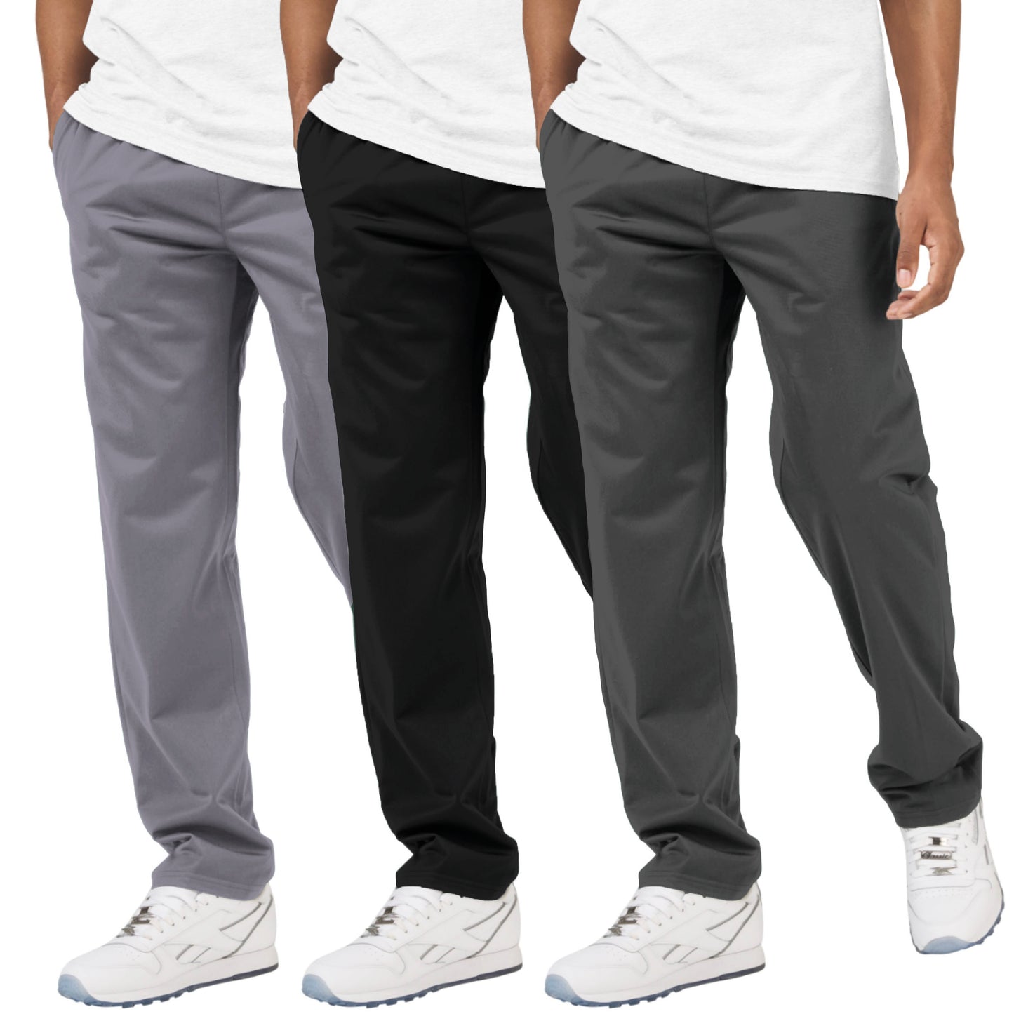 Men's Open Bottom Tricot Sweatpants, 3 Pack
