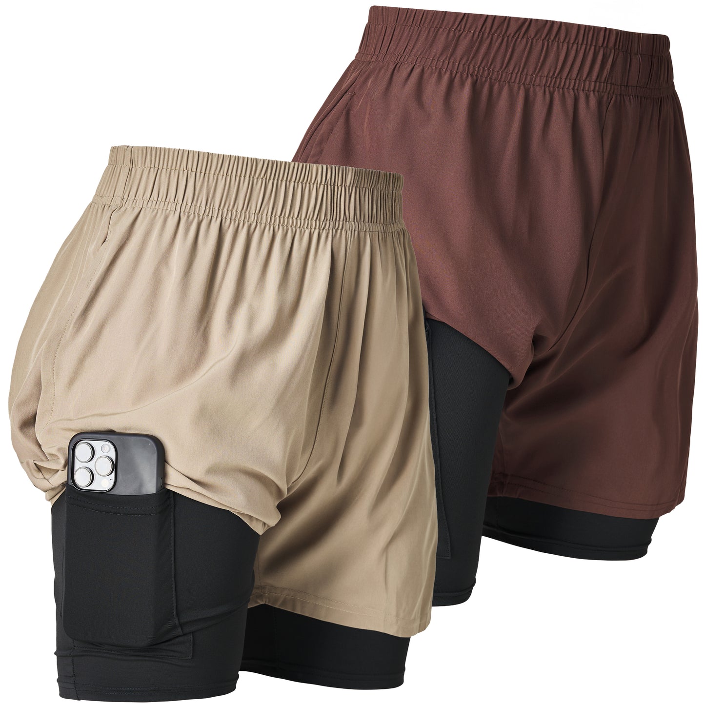 Men's 2-in-1 Athletic Compression Shorts, 2 Pack