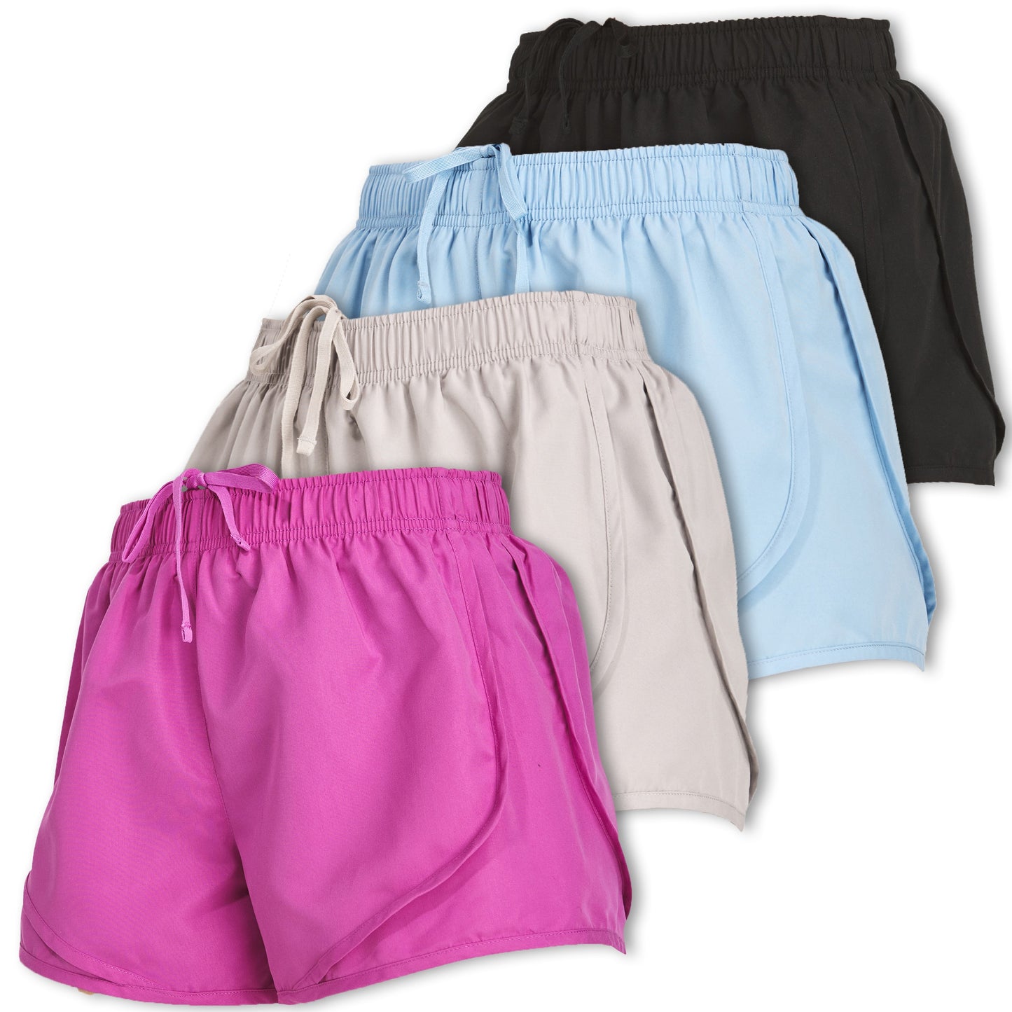 Women's Nylon Compression Shorts, 4 Pack