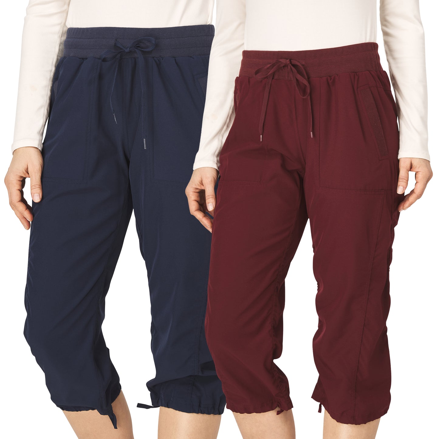 Women's Capri Cargo Pants with Stretch, 2 Pack