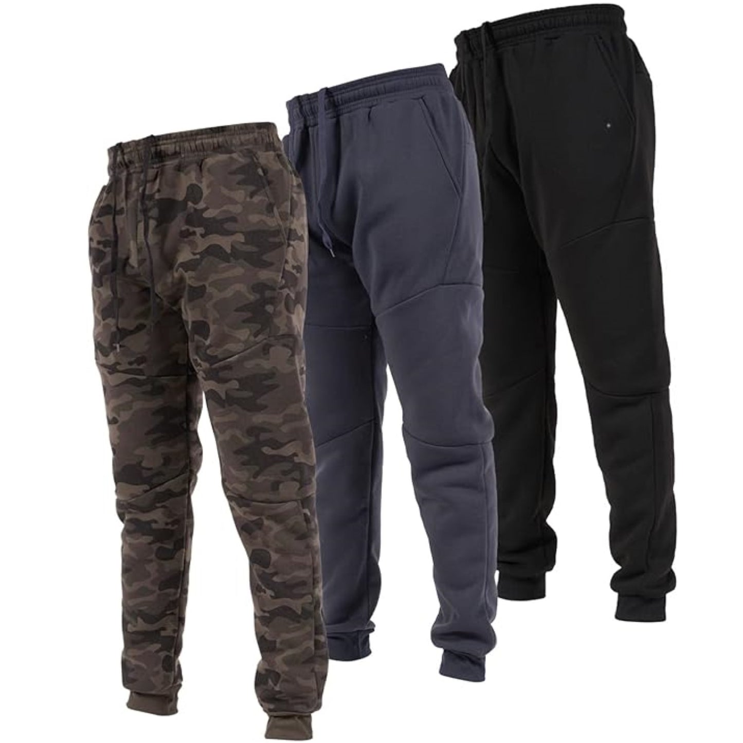 Men's Fleece Active Joggers with Zipper Pockets, 3 Pack