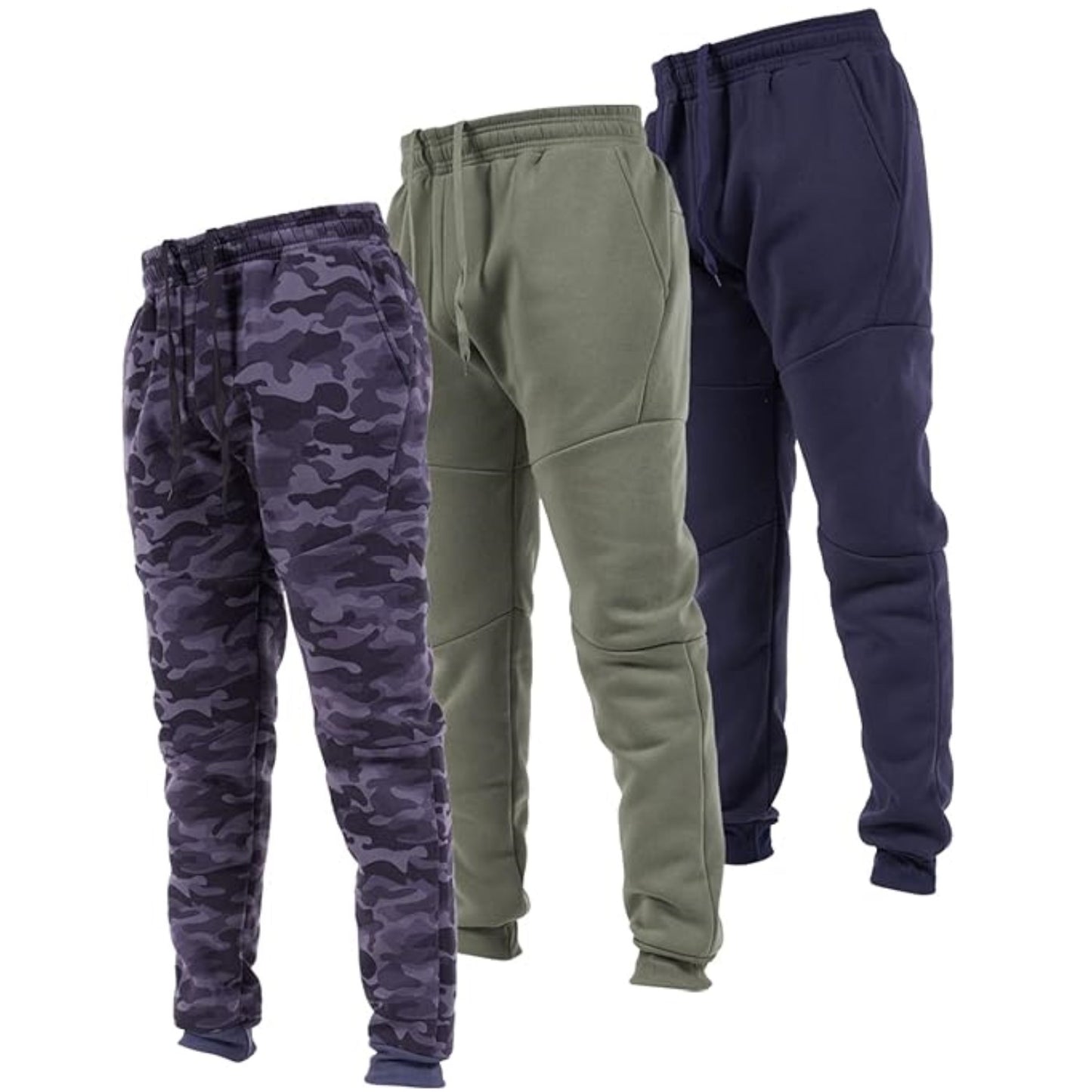 Men's Fleece Active Joggers with Zipper Pockets, 3 Pack