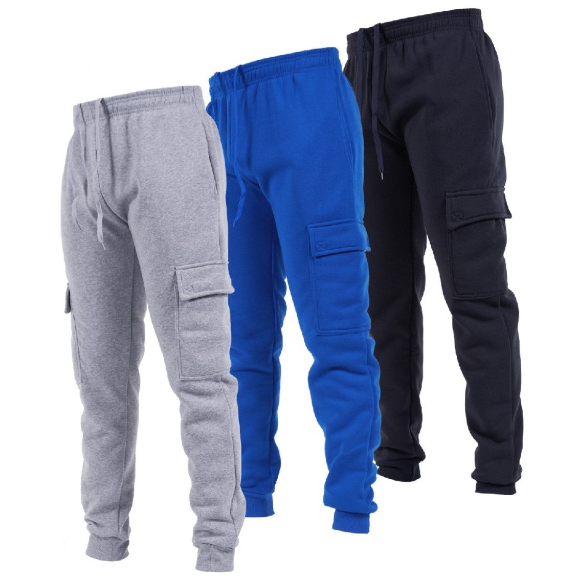 Men's Fleece Cargo Joggers, 3 Pack