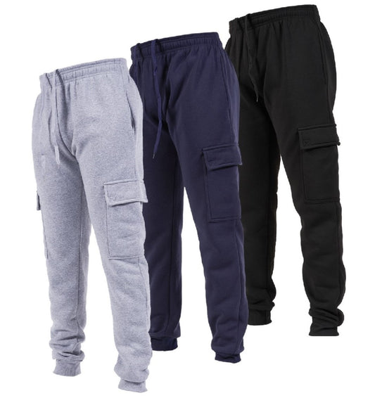 Men's Fleece Cargo Joggers, 3 Pack