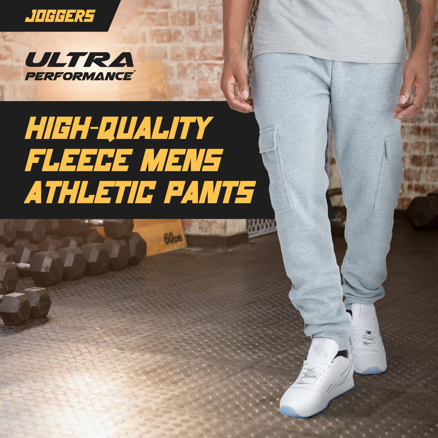 Men's Fleece Cargo Joggers, 3 Pack