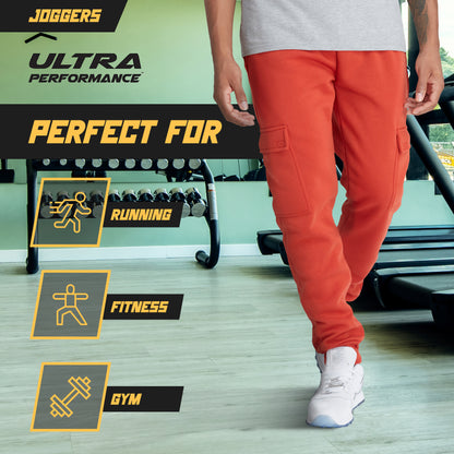 Men's Fleece Cargo Joggers, 3 Pack