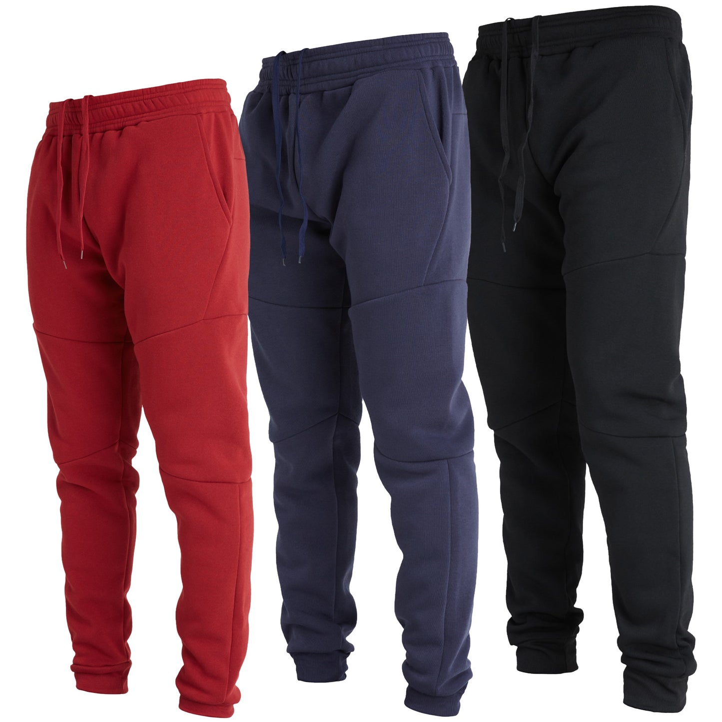 Men's Fleece Active Joggers with Zipper Pockets, 3 Pack