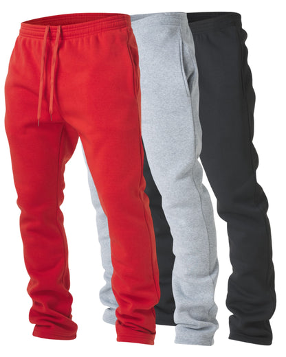 Men's Wide Leg Fleece Sweatpants, 3 Pack