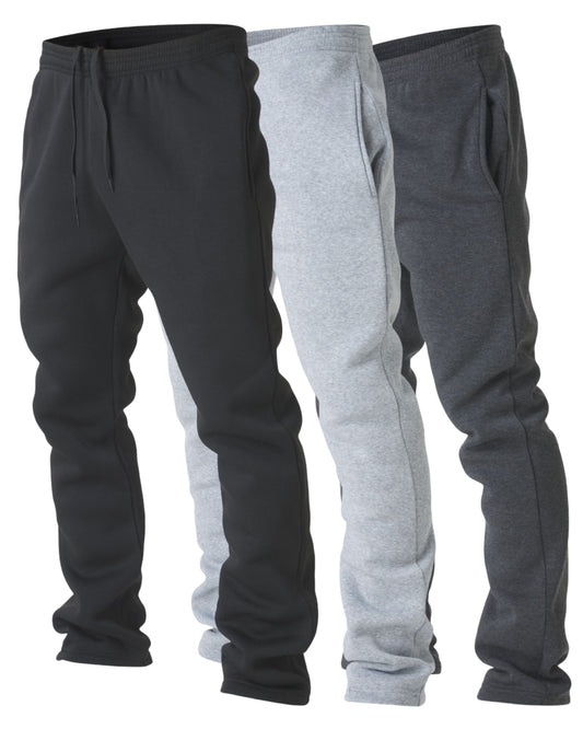 Men's Wide Leg Fleece Sweatpants, 3 Pack