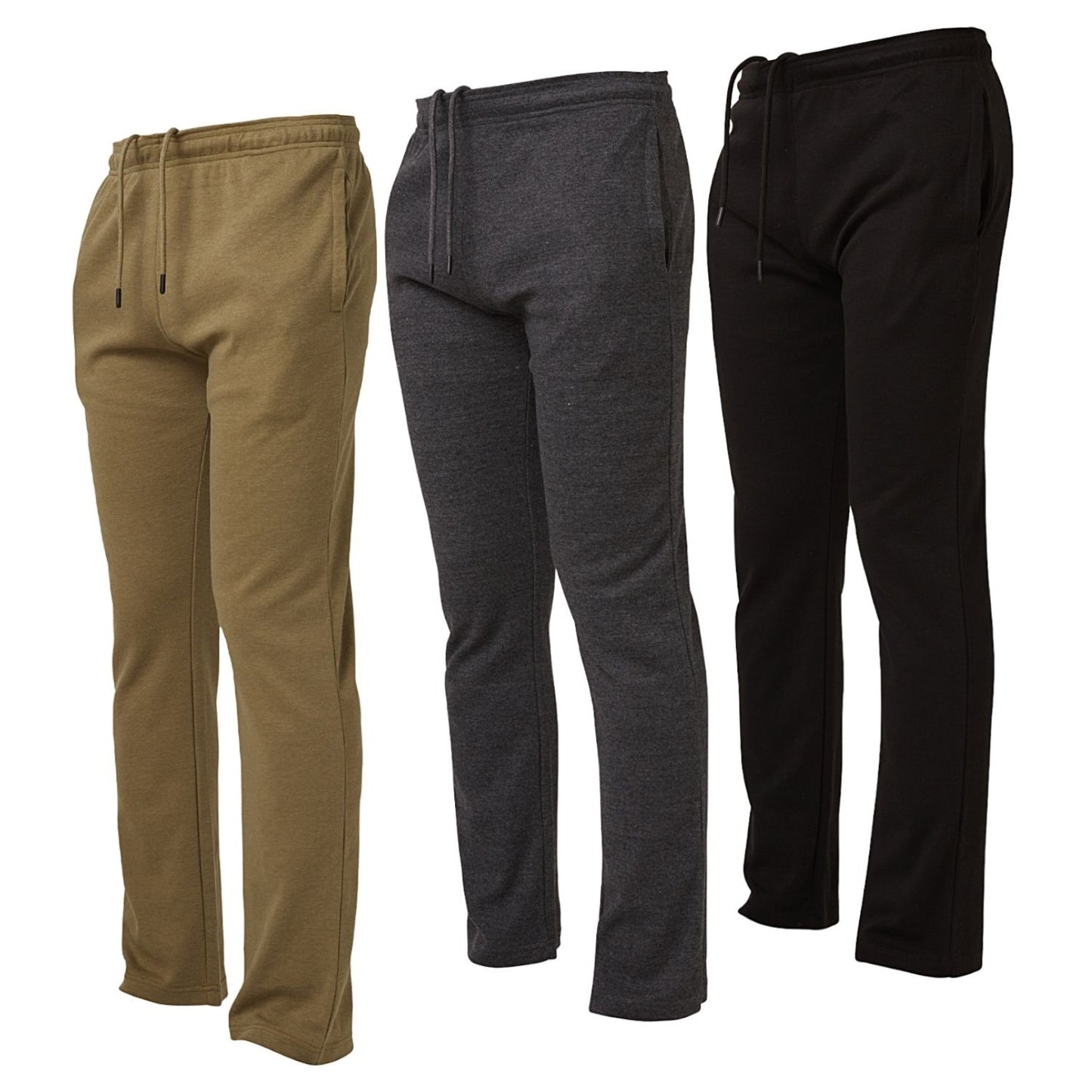 Men's Wide Leg Open Bottom Sweatpants, 3 Pack