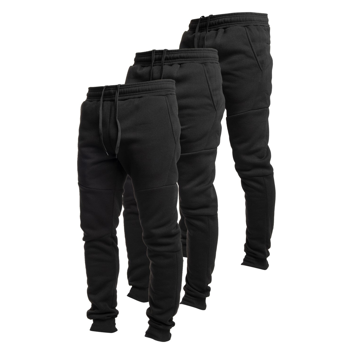 Men s Fleece Active Joggers with Zipper Pockets 3 Pack