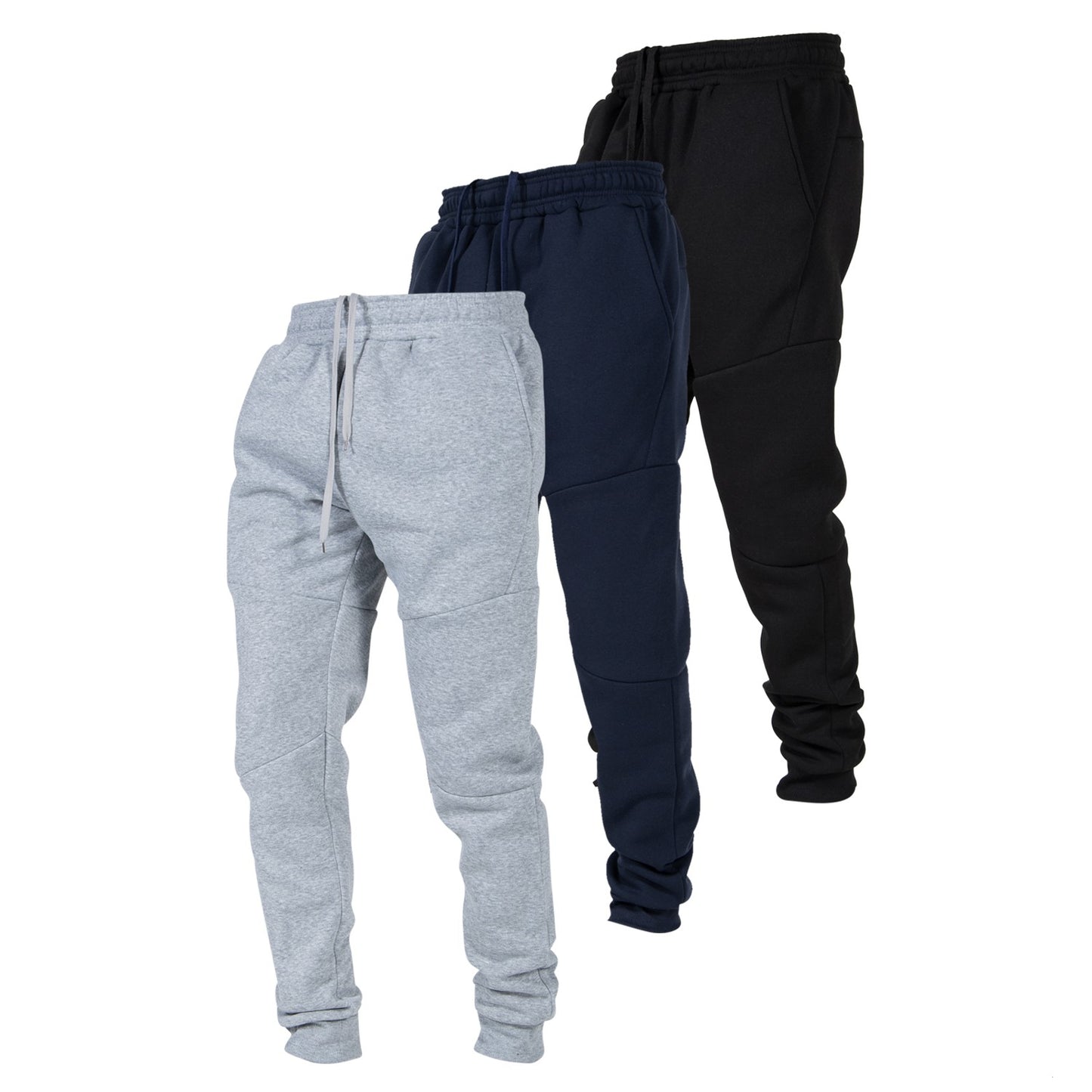 Men's Fleece Active Joggers with Zipper Pockets, 3 Pack