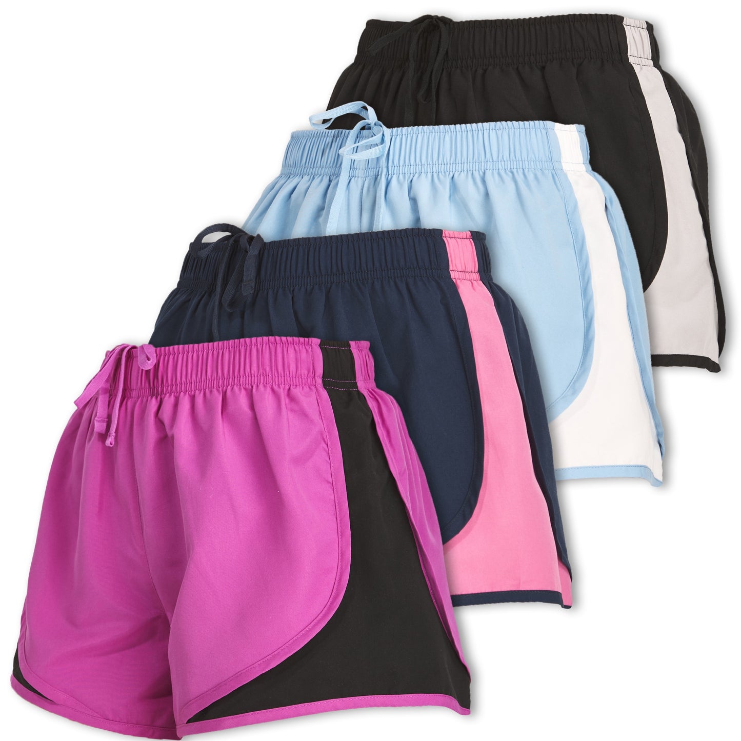 Women's Nylon Compression Shorts, 4 Pack