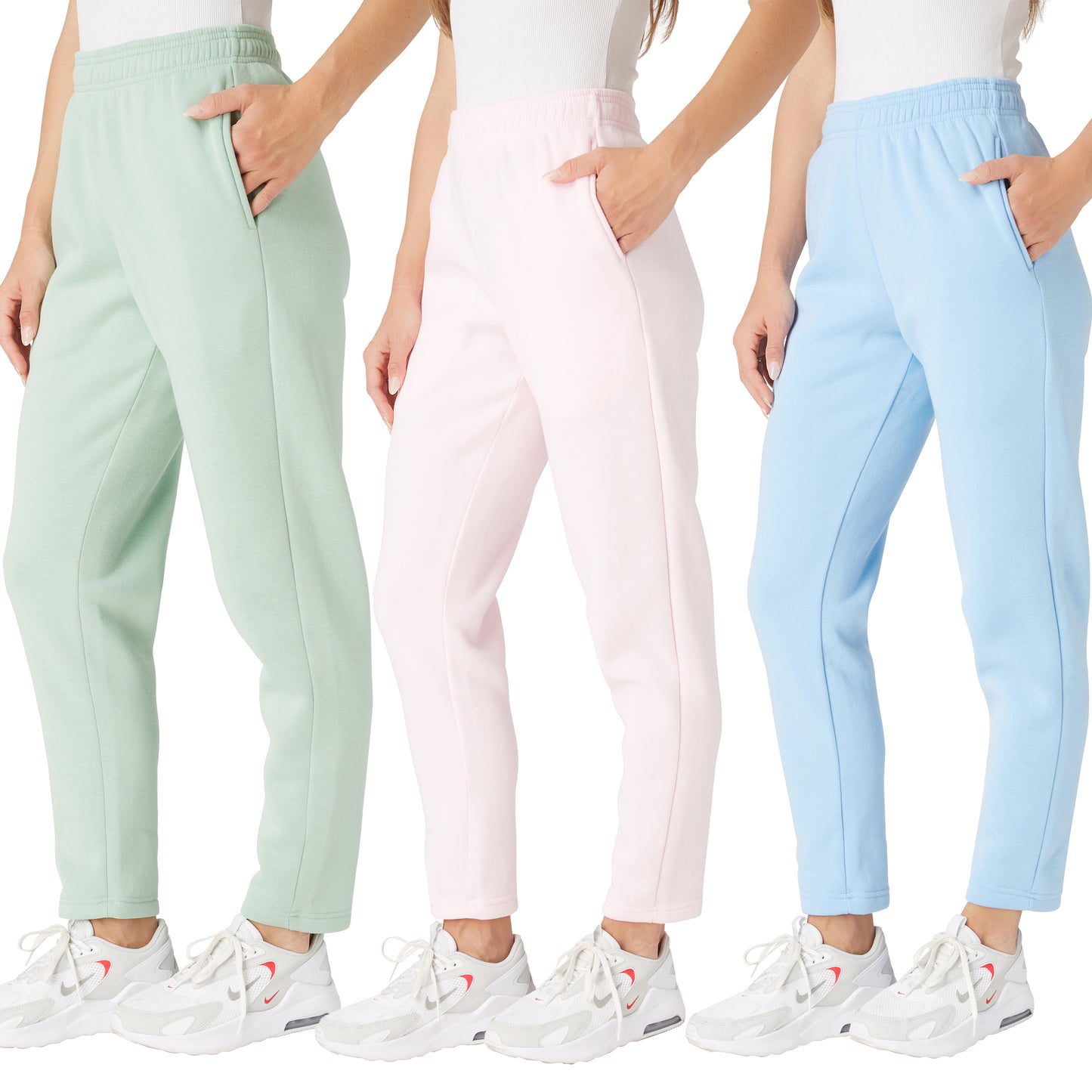 Women's Open Bottom Sweatpants, 3 Pack