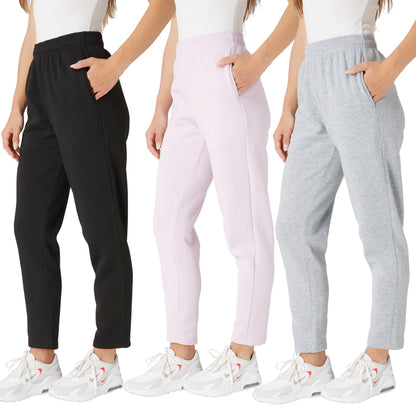 Women's Open Bottom Sweatpants, 3 Pack