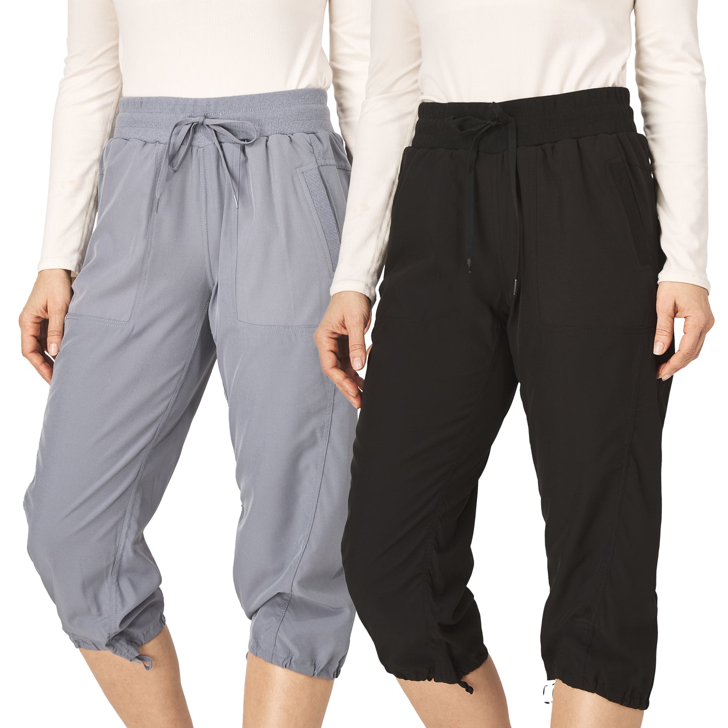 Women's Capri Cargo Pants with Stretch, 2 Pack