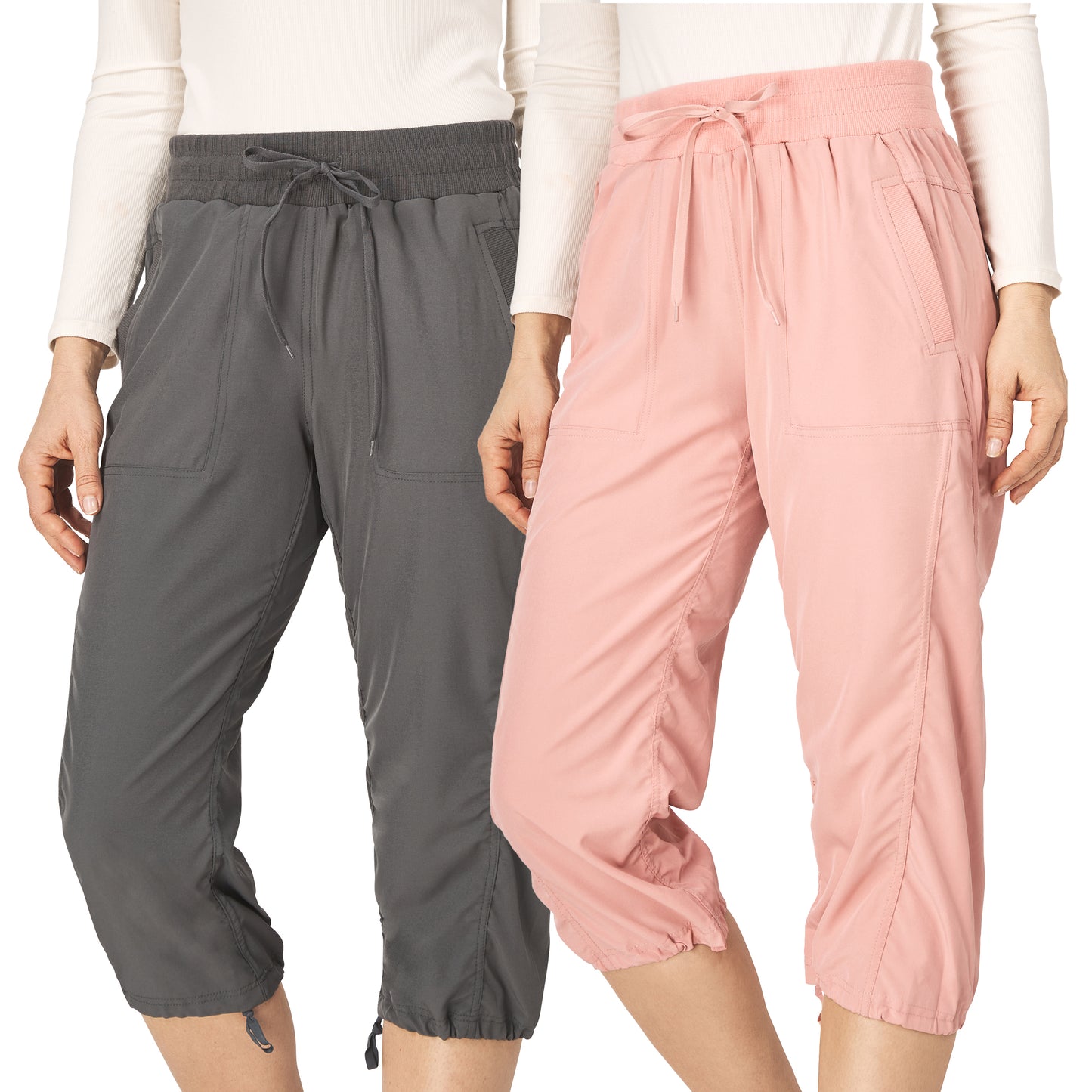 Women's Capri Cargo Pants with Stretch, 2 Pack