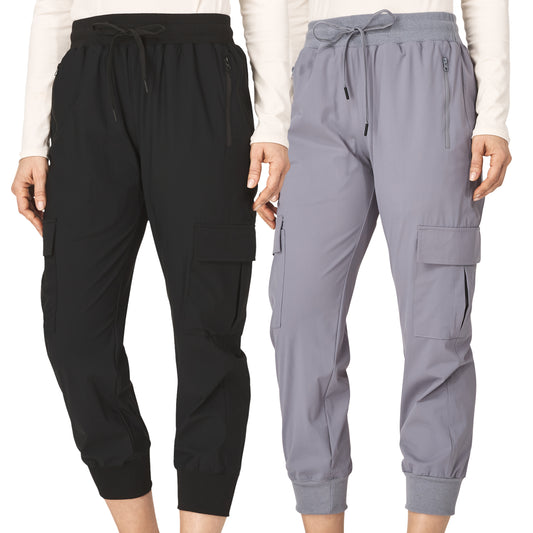 Women's Cargo Jogger Pants with Stretch, 2 Pack