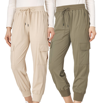 Women's Cargo Jogger Pants with Stretch, 2 Pack