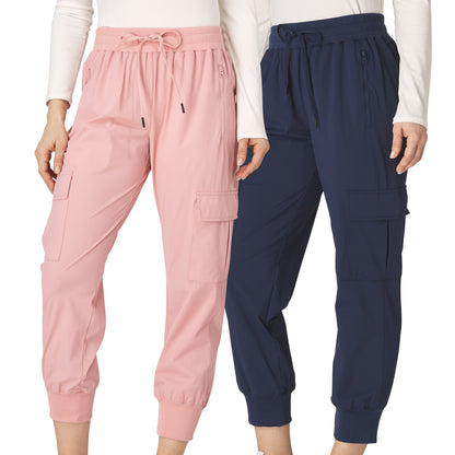 Women's Cargo Jogger Pants with Stretch, 2 Pack