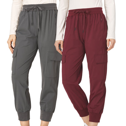 Women's Cargo Jogger Pants with Stretch, 2 Pack