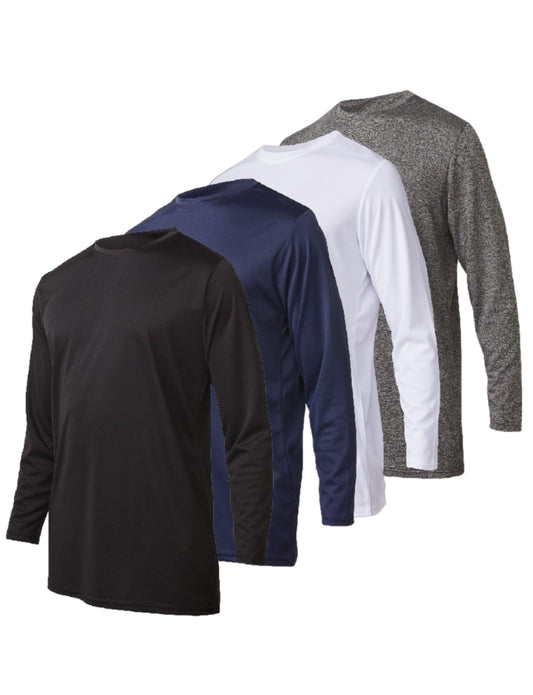 Men's Dry-Fit Long Sleeve Shirt, 4 Pack